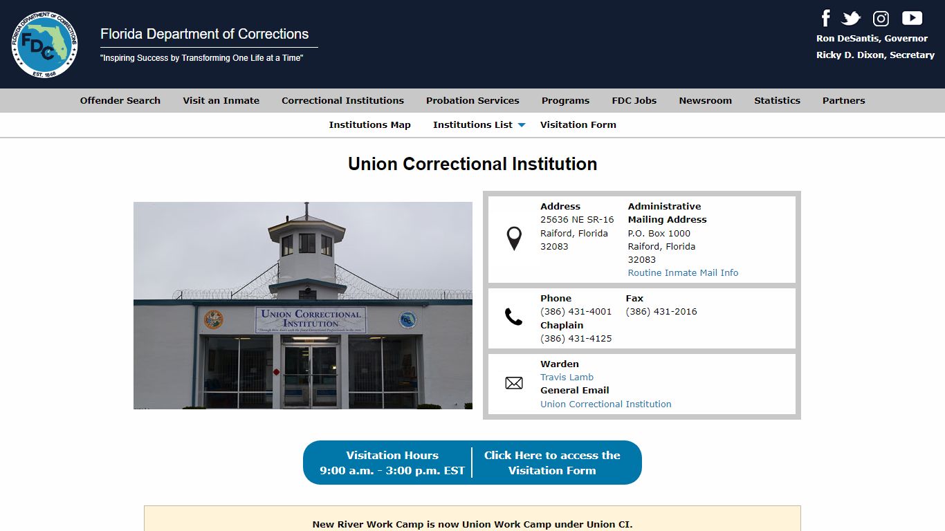 Union Correctional Institution -- Florida Department of Corrections