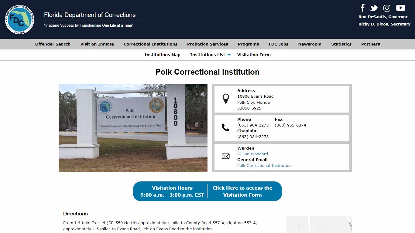Polk Correctional Institution -- Florida Department of Corrections
